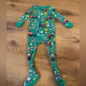 Green Tractor Print PJ Place Onesie